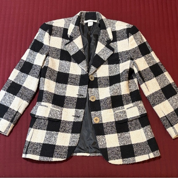 Vintage The Limited Black/White Checked Mini Skirt (sz 10) & Blazer (Medium) - Picture 10 of 16